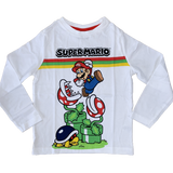 Boys Girls Super Mario T-Shirt Top 100% Cotton Long Sleeve Kids Age 11 - 14 Years