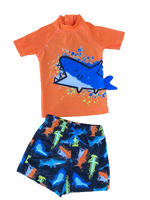 Boys Shark Beach Set 2 Piece Sun Suit Shorts Rash Top Trunks Swim Baby