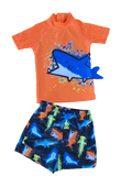 Boys Shark Beach Set 2 Piece Sun Suit Shorts Rash Top Trunks Swim Baby