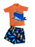 Boys Shark Beach Set 2 Piece Sun Suit Shorts Rash Top Trunks Swim Baby