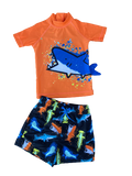 Boys Shark Beach Set 2 Piece Sun Suit Shorts Rash Top Trunks Swim Baby