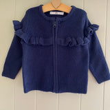 Baby Girls Navy Blue Frilly Cardigan Knitted Ex M*S Age 1-2 Years