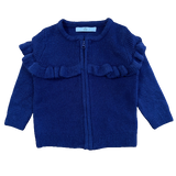 Baby Girls Navy Blue Frilly Cardigan Knitted Ex M*S Age 1-2 Years