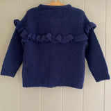 Baby Girls Navy Blue Frilly Cardigan Knitted Ex M*S Age 1-2 Years