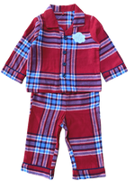 Baby Boys Girls Red Checked Tartan Pyjamas 100% Cotton 2 Piece Pjs Set