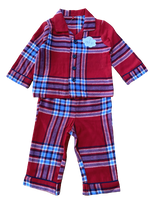 Baby Boys Girls Red Checked Tartan Pyjamas 100% Cotton 2 Piece Pjs Set