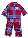 Baby Boys Girls Red Checked Tartan Pyjamas 100% Cotton 2 Piece Pjs Set