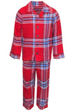 Baby Boys Girls Red Checked Tartan Pyjamas 100% Cotton 2 Piece Pjs Set