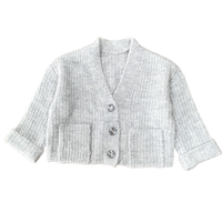 Girls Grey Soft Cardigan Sparkly Buttons Thick Knitted Ex Nutm*g Age 5-14 Years