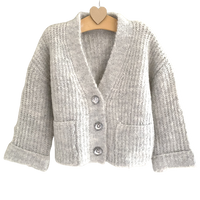 Girls Grey Soft Cardigan Sparkly Buttons Thick Knitted Ex Nutm*g Age 5-14 Years