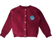 Girls Red Cardigan Wooden Buttons Thick Knitted Ex Nutm*g Baby