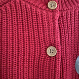 Girls Red Cardigan Wooden Buttons Thick Knitted Ex Nutm*g Baby