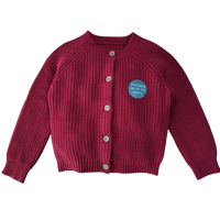 Girls Red Cardigan Wooden Buttons Thick Knitted Ex Nutm*g Baby