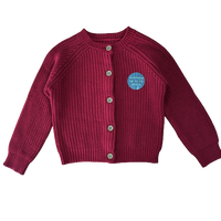 Girls Red Cardigan Wooden Buttons Thick Knitted Ex Nutm*g Baby