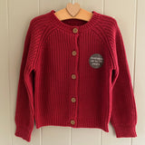 Girls Red Cardigan Wooden Buttons Thick Knitted Ex Nutm*g Baby