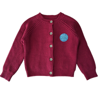 Girls Red Cardigan Wooden Buttons Thick Knitted Ex Nutm*g Baby