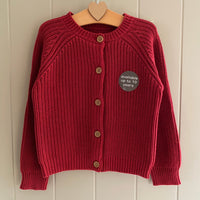 Girls Red Cardigan Wooden Buttons Thick Knitted Ex Nutm*g Baby