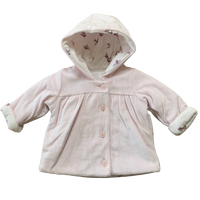 Baby Girls Jacket Pink Bird M*S Hooded Lined Coat Age Newborn - 1 Month