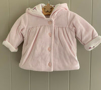 Baby Girls Jacket Pink Bird M*S Hooded Lined Coat Age Newborn - 1 Month