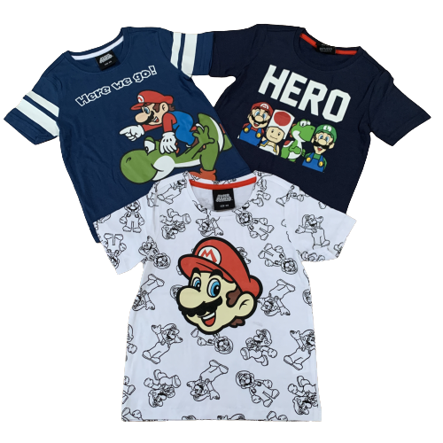 Boys Girls Super Mario T-Shirt Top 100% Cotton Short Sleeve Kids Age Years