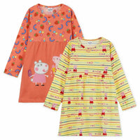 Girls Peppa Pig 2 Pack Dresses Long Sleeve Cotton Dress Age 2 - 5 Years