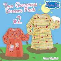 Girls Peppa Pig 2 Pack Dresses Long Sleeve Cotton Dress Age 2 - 5 Years