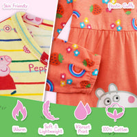 Girls Peppa Pig 2 Pack Dresses Long Sleeve Cotton Dress Age 2 - 5 Years