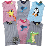 Girls Organic Cotton Summer TShirt Dress Animals Turtle Giraffe Penguin Age 2-6