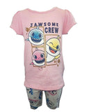 Girls Baby Shark 3 PIECE SET - YOU GET 2 x T-Shirts & 1 x Cycle Shorts