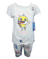 Girls Baby Shark 3 PIECE SET - YOU GET 2 x T-Shirts & 1 x Cycle Shorts