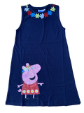 Girls Peppa Pig Sleeveless Dress Cotton Flower Age 2 - 7 Years