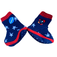 Boys Slippers Boots Space Planet Rocket Spaceship Super Soft Sherpa Socks