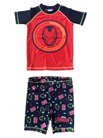 Boys Iron Man Swim Set 2 Piece Swimming Beach Sun Suit Shorts Rash Top Trunks