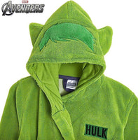 Boys Incredible Hulk Dressing Gown Hooded Fleece Robe Bathrobe Age 9 - 14 Years