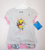 Girls Baby Shark 3 PIECE SET - YOU GET 2 x T-Shirts & 1 x Cycle Shorts