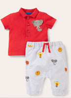 Boys Baby B*den 2 Piece Safari Animals Piqué Polo and Trousers Set Mini